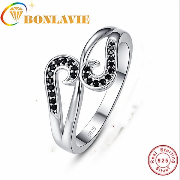 

creative 100% 925 sterling silver romantic black stones music notes finger rings for women sterling silver jewelry, Golden;silver