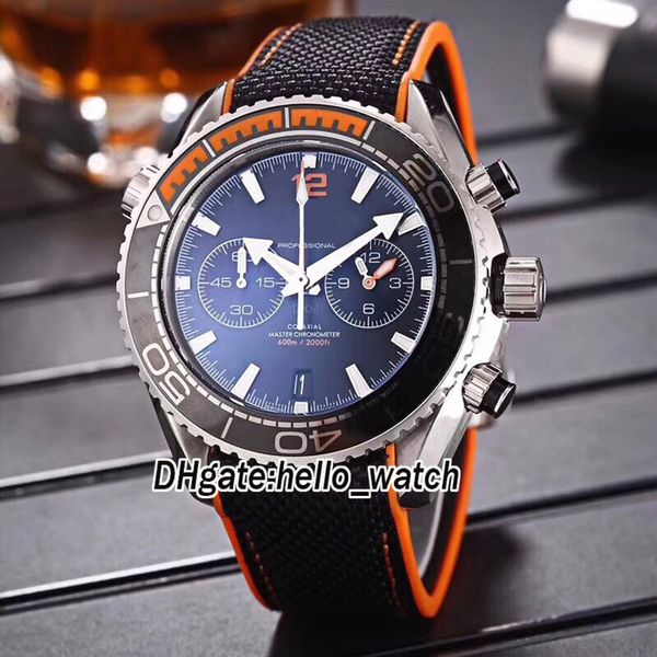 

planet ocean co-axial 600m 215.32.46.51.01.001 quartz chronograph black dial ceramic bezel mens watch leather strap gents new watches, Slivery;brown