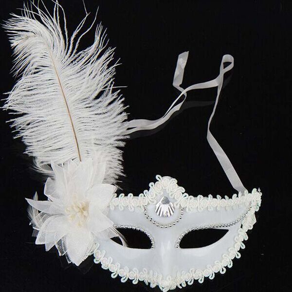 

white feather princess ladies lace masks venetian masquerade mardi gras halloween party mask