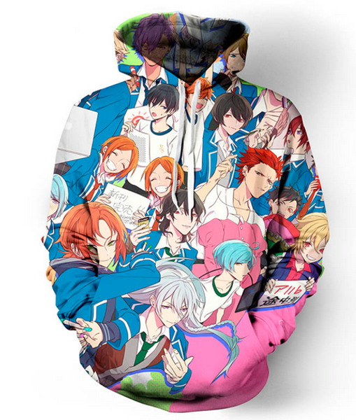 

новые моды для женщин / мужчин прохладный аниме школа мальчиков harajuku стиль смешные 3d печати случайные толстовки унисекс плюс размер kk2, Black