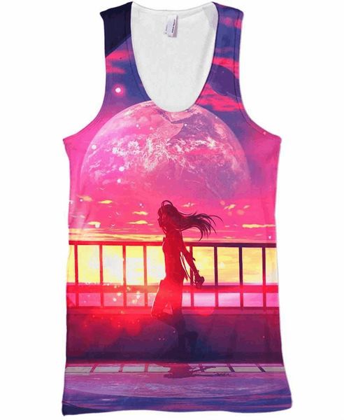 

summer tank 3d mens vest women tanks quadratic cartoon vests chic tees-5xl 8 styles outwear inner camis, White