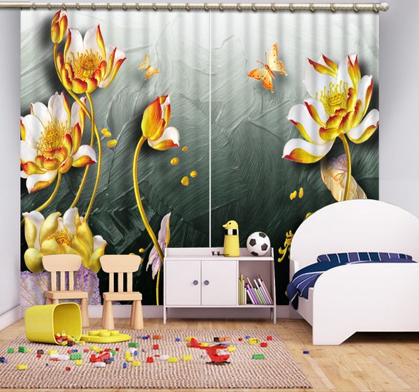 

3d шторы плотные шторы пользовательские цветы гостиная занавес окна