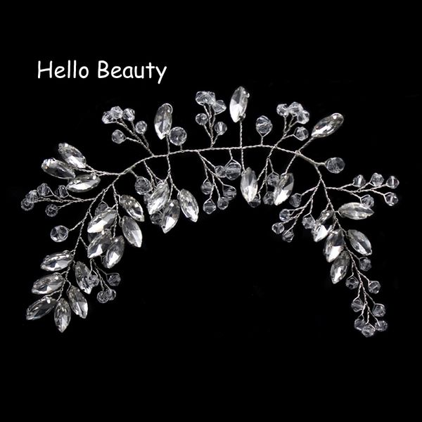 

crystal beads pageant headpieces floral bridal hair jewelry rhinestone prom headdress bridesmaid girls wedding hair accessories, Slivery;golden