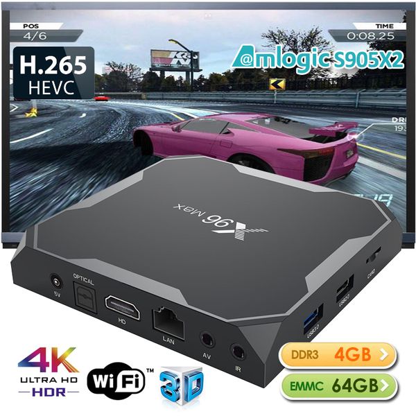 

2019 android tv box powerful amlogic 905x2 4gb 64gb x96 max android tv device for netflix hulu howbox and more 4k mart tv box