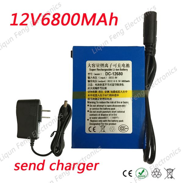 

12v 6800mah rechargeable lithium polymer battery li ion battery apply for video urveillance computer end charger eu u no tax