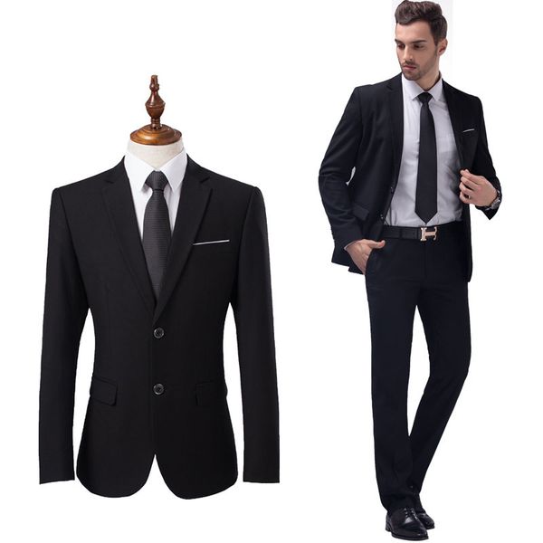 

formal business men suits black notched lapel slim fit wedding suits bridegroom 2piece custom made man terno masculino tuxedo blazer, Black;gray