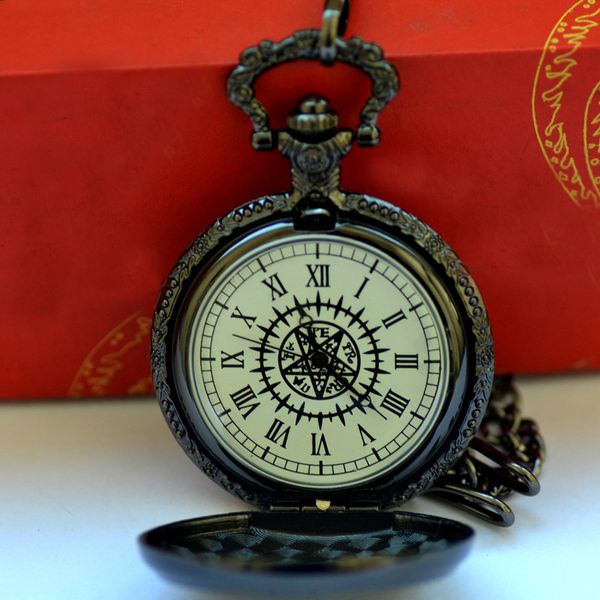 

wholesale 100pcs/lot pendant chain quartz bronze magic watch case diamater 4.7cm pocket watch pw097, Slivery;golden