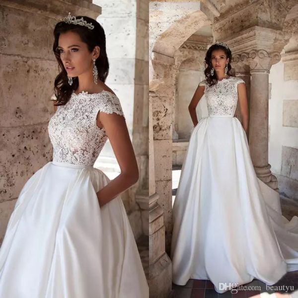 

элегантные свадебные платья с открытой спиной boho жемчужное кружевное кружево top a line дешевые свадебные платья robe de mariée 2019 чешск, White