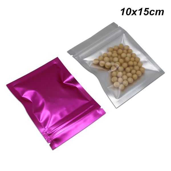 

10x15cm pink aluminum foil front clear resealable packaging bag for bake product food mylar foil self seal food zipper packaging pouch