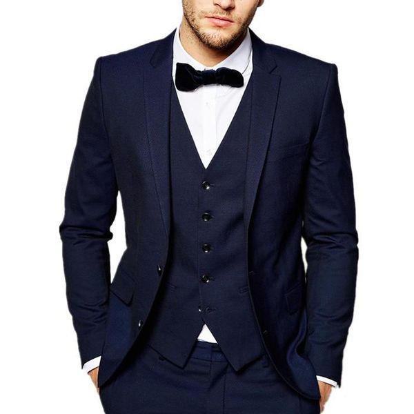 

3 piece navy blue wedding groomsmen tuxedos for groom wear business prom party men suits custom made jacket vest pants, Black;gray