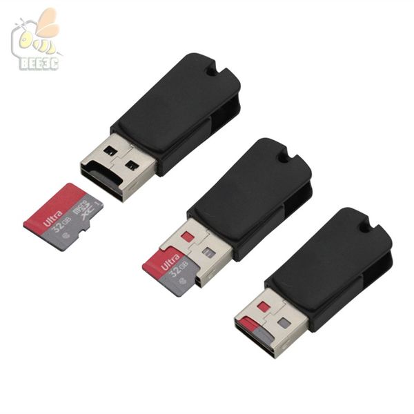 2 в 1 USB мужчина к Micro USB двойной слот OTG адаптер с TF / SD кард-ридер полезно для Android смартфон 500 шт.