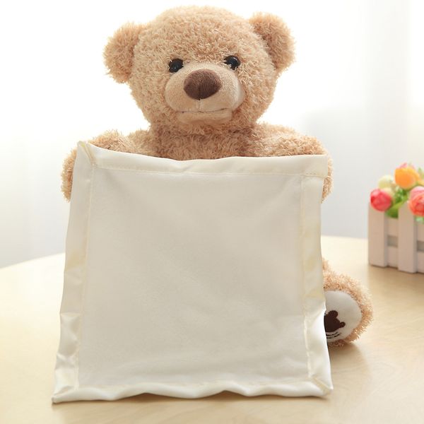 

30cm peek a boo teddy bear play hide and seek lovely cartoon stuffed teddy bear kids baby birthday gift cute music bear doll