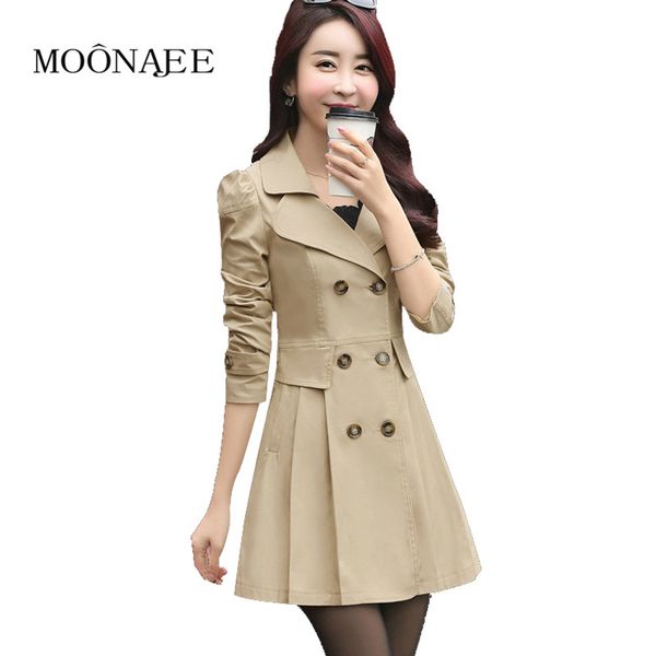 

spring autumn women windbreakers fashion double breasted female slim trench coats ol raincoat outerwears plus size fy15, Tan;black