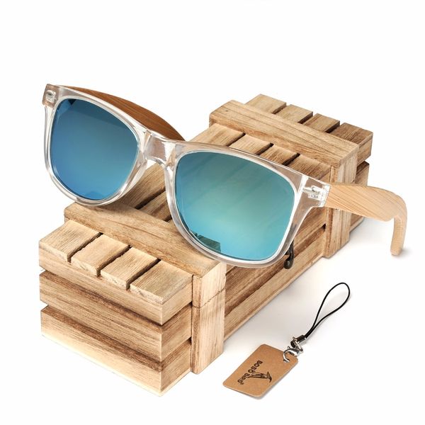 BOBO BIRD Holz Bambus Polarisierte Sonnenbrille Klare Farbe Damenbrille mit UV 400 Schutz C-CG008