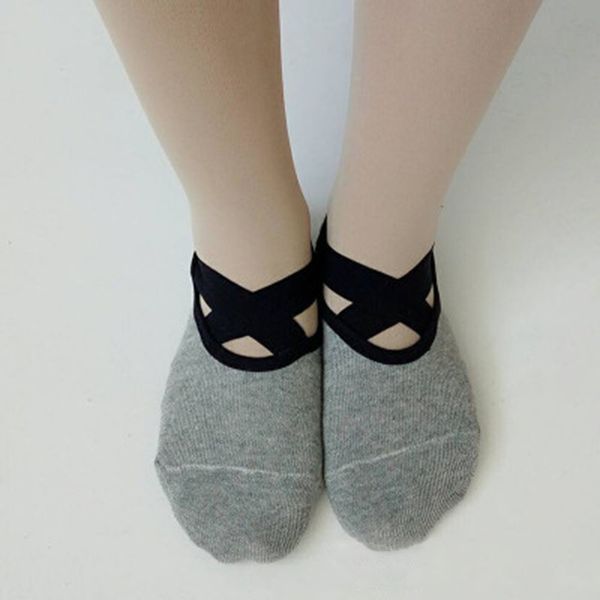 

women anti slip cotton socks ladies pilates socks ballet dance, Black;white