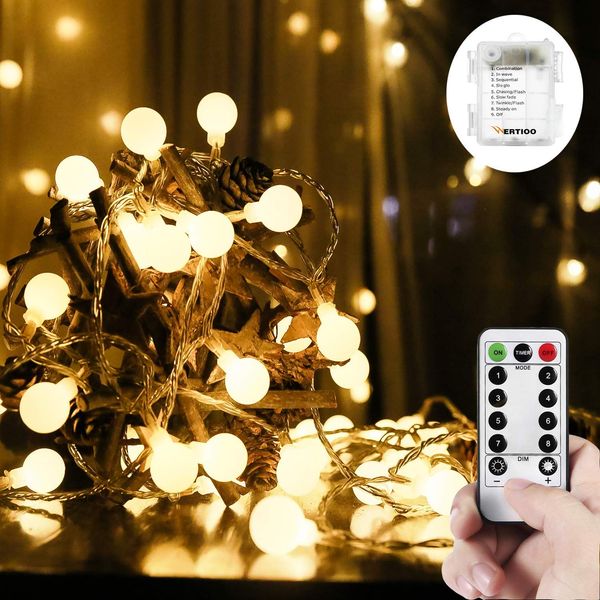 16 4ft 50 Outdoor Dimmable Led Globe String Light With Remote Control Starry 8 Modes Waterproof Battery Operated Fairy Lights Patio