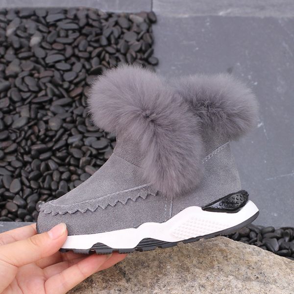 

new fashion children shoes winter thickening fur warm boots non-slip and wear-resistant baby girls boys kids sport boots, Black;grey