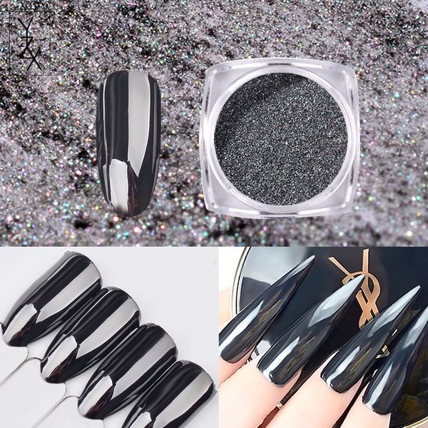 

yzx 1 box magic mirror effect dazzling black nail glitter powder super shining chrome pigment tiny dust diy nail art decorations, Silver;gold