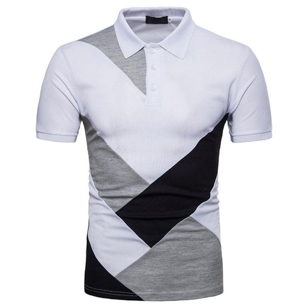 

fashion men summer t shirt 2018 personality men's casual slim patchwork short sleeve t shirt jy4, White;black
