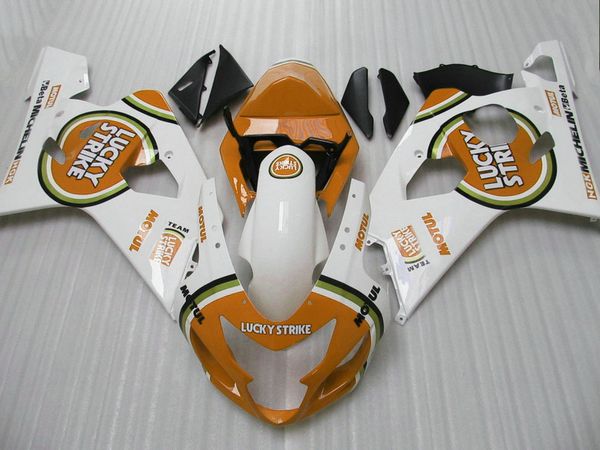 Kit faring personalizzato gratuito per SUZUKI GSXR600 GSXR750 04 05 K4 aftermarket GSX-R600 / 750 2004 2005 carenature bianco arancione set NW37