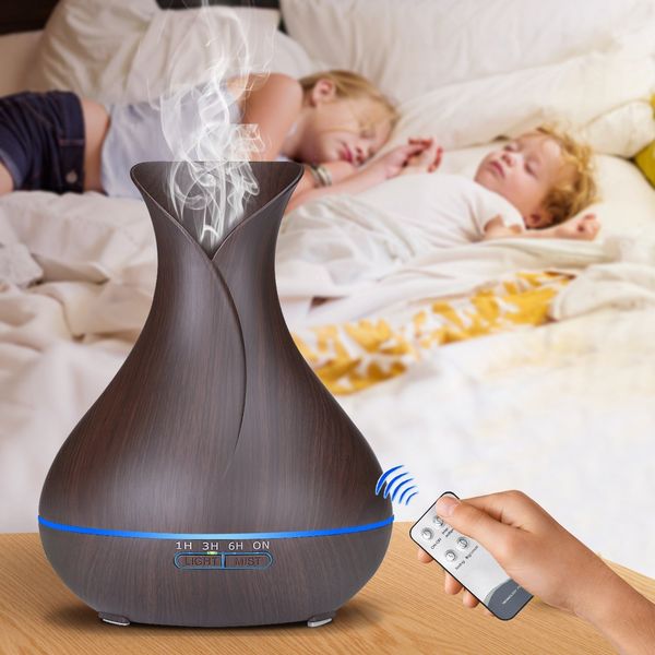 

Home electric aroma diffu er ultra onic air aromatherapy humidifier with remote control wood grian va e hape e ential oil diffu er