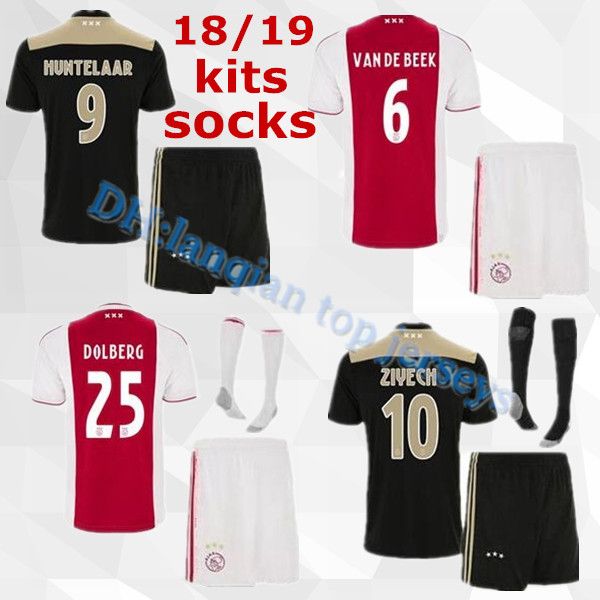 

2018 2019 ajax fc home occer jer ey uniform 18 19 dolberg ziyech huntelaar youne men ajax away football jer ey hirt kit