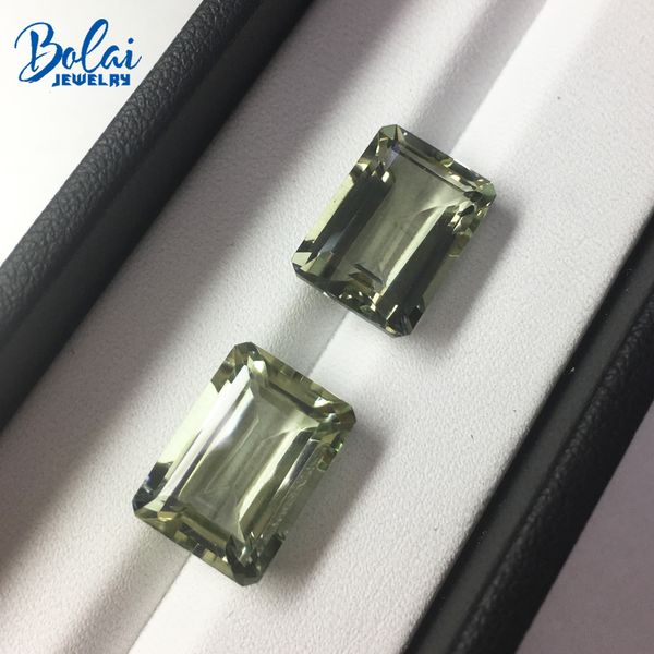 

natural green amethyst emerald cut 10*14mm 2 piece in one lot 15.5 ct loose gemstone for jewelry, Black