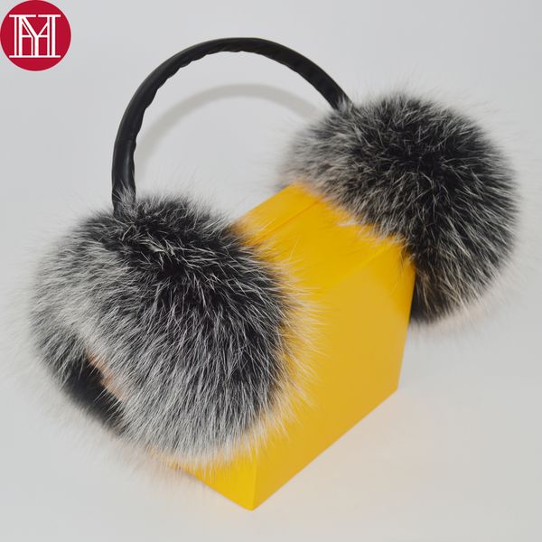 

adjustable 100% genuine real fur earmuff women winter warm big fur plush ear muffs girls lovely real earmuffs, Blue;gray
