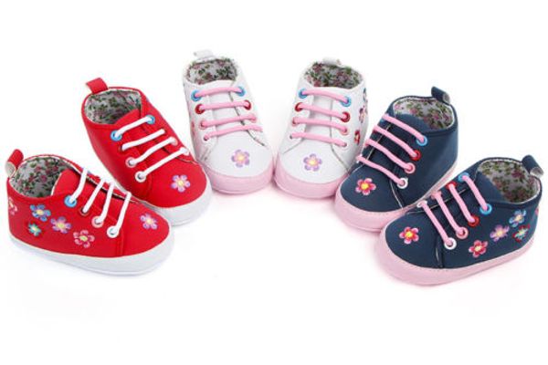 

newborn toddler infant baby boy girl soft sole crib shoes sneaker boys girls toddler lace up shoe floral anti-slip prewalker, Black