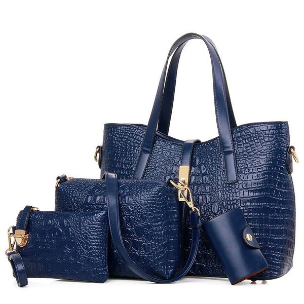 

Luxury Handbags New Ladies Single Shoulder Cross Handbag Four Pieces/Sets Alligator Leather Bag Solid Zipper Fashion Women Wallets Bags