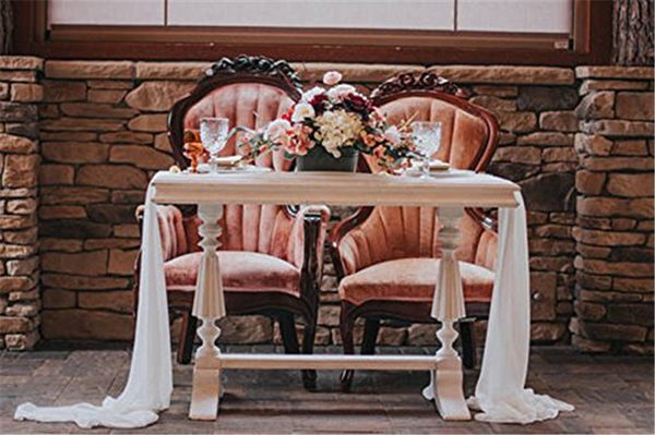 

2 piece white chiffon table runner 27x120inches gauze table runner rustic for wedding/event