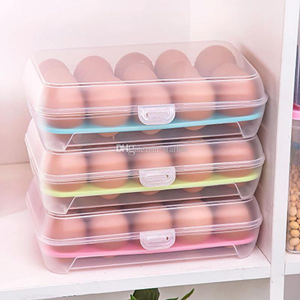 

new transparent storage box for eggs refrigerator crisper 15 grids egg storage basket grid portable egg cartons kitchen tool wx9-257