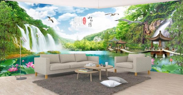 Personalizado 3D Mural Papel de Parede Quarto Sala de estar Cachoeira Foto Wallpaper 3D TV fundo papel de parede melhoria da casa