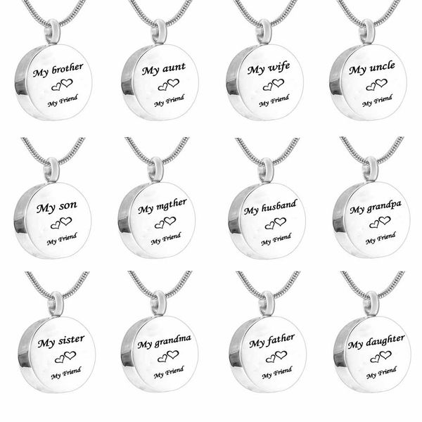 

cremation jewelry round heart my friend pendant memorial urn necklace, Silver