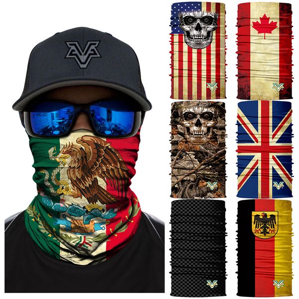 

3d seamless bandana magic cycling scarf multifunctional headband neck warmers mexico usa spain canada country flag face shield, Blue;gray