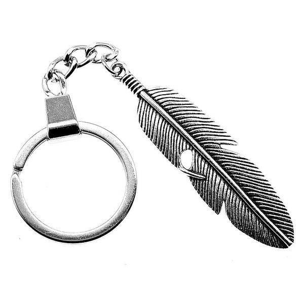 

6 pieces key chain women key rings fashion keychains for men feather 59x16mmysk-b10847, Slivery;golden