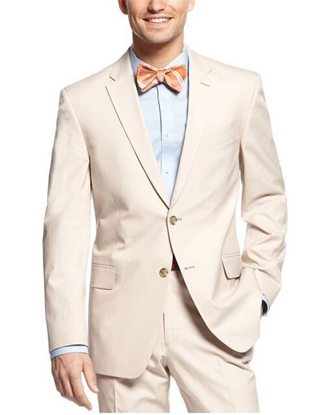 Nova Chegada Groomsmen Notch Lapel Noivo TuxeDos Homens Bege Suits Casamento / Prom Best Man Blazer (Jacket + Calças + Gravata) A379
