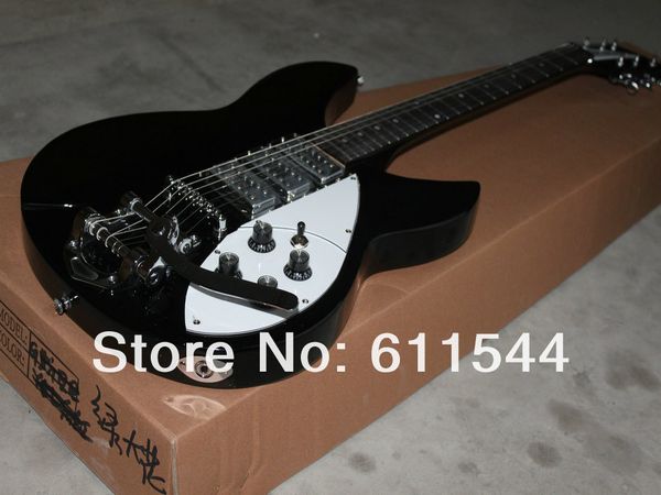

Black 3 pickup rick 325 cu tom hop electric guitar with bigby mu ical in trument