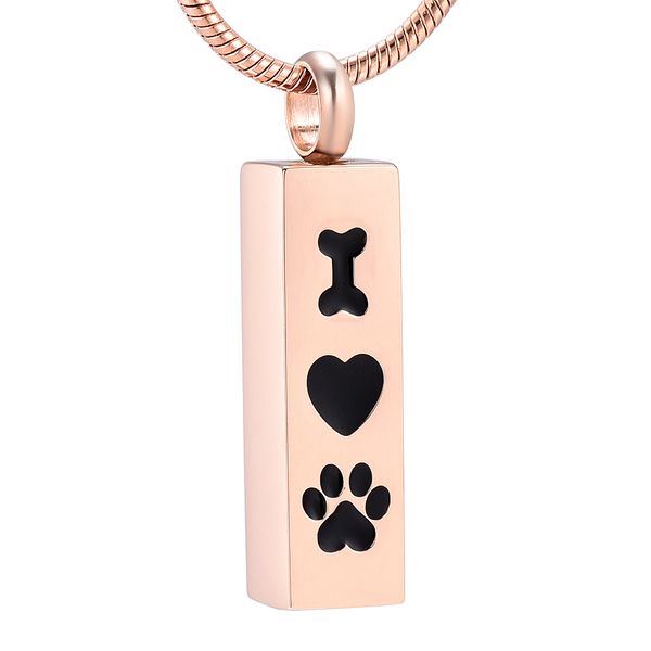 

lkj8001 "bone, heart, bone" printed bar cremation necklace memorial urn locket funeral casket stainless steel cremation jewelry, Silver