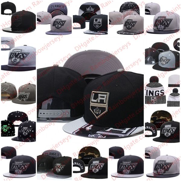 

Los Angeles Kings Snapback Caps Вышивка Хоккейная шапка Трикотажные шапочки Регулируемая шапка Черный Серый Белые сшитые шапки Один размер для всех