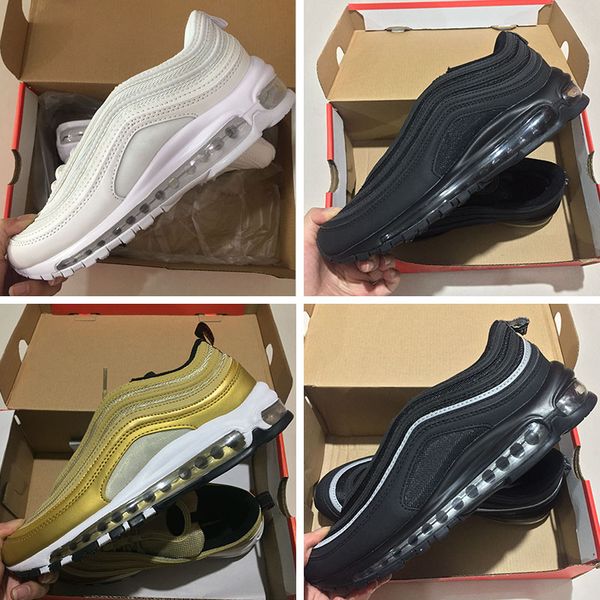 

NIKE Air max 97 Скидка VaporMax '97 OG Тройная белая металлическая золотая серебряная пуля Мужская кроссовка Тренеры Лучшие кроссовки Обувь Мужчины Женщины Drop shipping