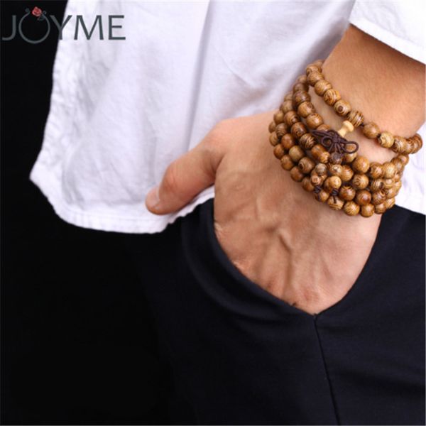 

108 wooden beaded bracelet men wenge prayer beads tibetan buddhist mala rosary bracelets for women wood pulsera hombre jewelry, Black