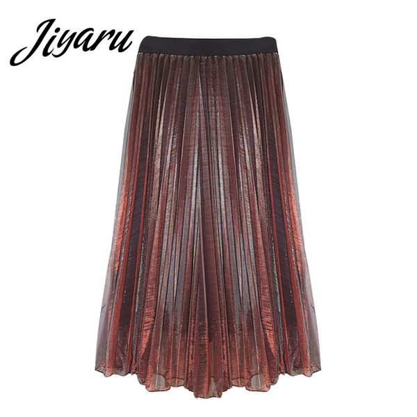 

casual ladies long skirts female fashion elastic waist travel beach skirts summer autumn pleated for women lady clothing, Black