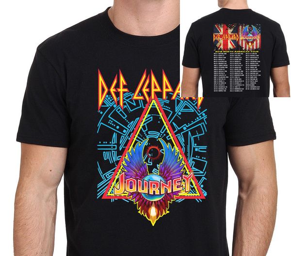 

def leppard with journey north american tour 2018 t shirt men two sides casual gift tee usa size s-3xl, White;black