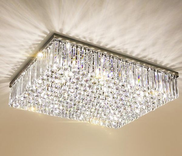 

contemporary square crystal chandelier k9 crystal ceiling lights luxury flush mount led crystal light lustres de cristal for living room