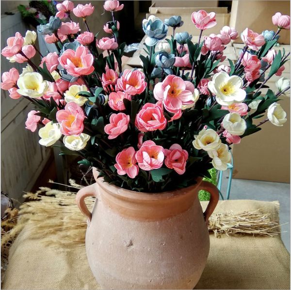 

sell bright daisies bouquet european pretty wedding party mini peony silk artificial flower bride bouquet for home wedding decoration