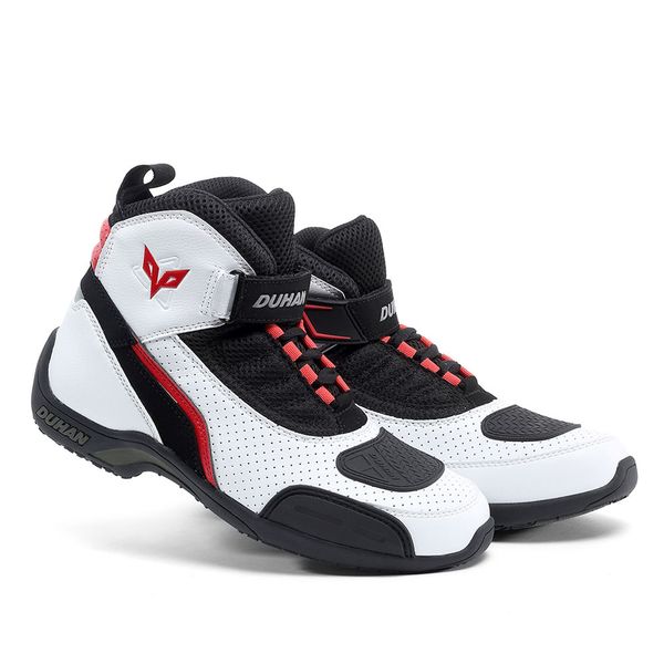 

new duhan motorcycle boots motocross suede racing shoes men casual 4 seasons moto summer convert white red eu size 40-45
