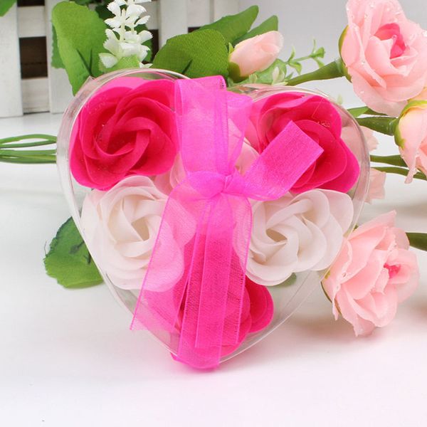 

6pcs/set soap flower heart shape handmade rose petals soap party favor wedding gift
