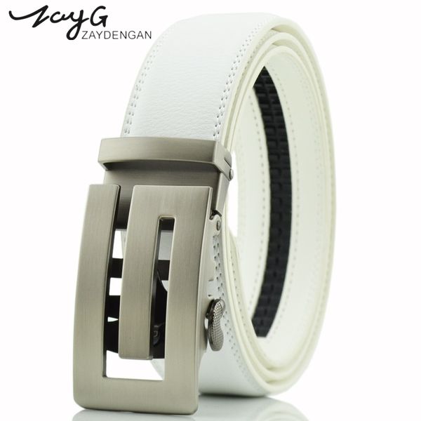 

zayg мода мужчины сплава автоматическая стальной пряжкой белый ремень мужчины высокого качества классический отдых ratchet раздвижные пряжка, Black;brown