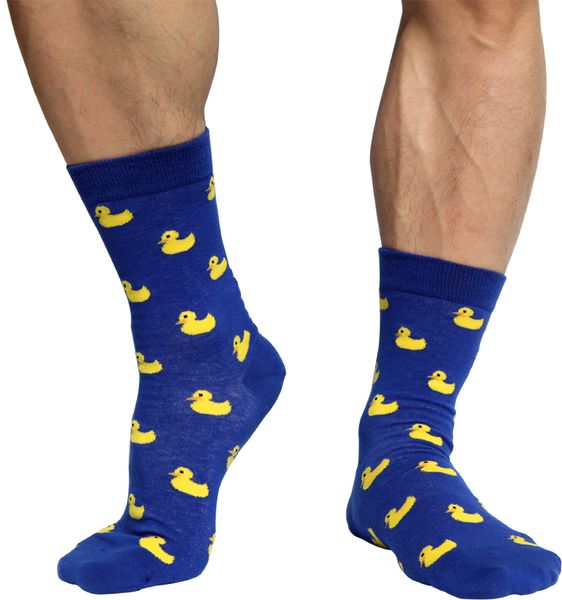 

match -up men duck cartoon combed cotton crew socks brand socks (5 pairs /lot ) polyester casual cute sock, Black